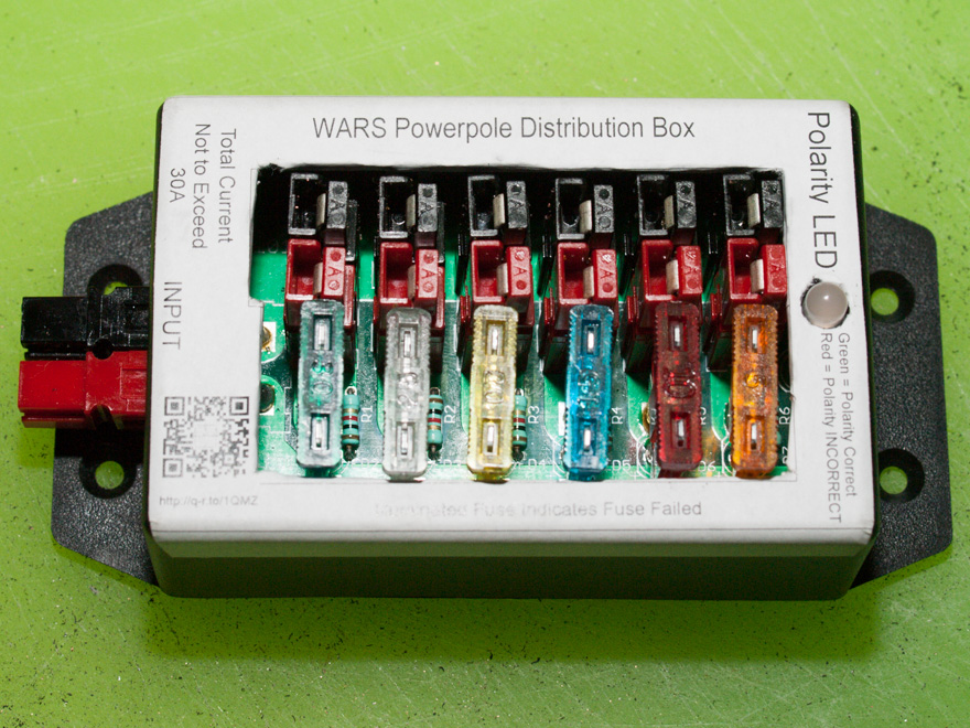 Assembled in the box showing the cut-out around the powerpoles and fuses