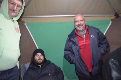 Bob (l) Andy (mid) and Paul (r) in the heated operating tent